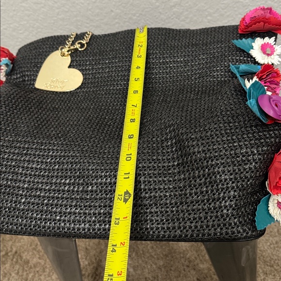 Betsey Johnson Black Woven Tote Shoulder Bag - Picture 5 of 8